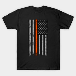 Halloween Thin Orange Line Flag Spider and Webs T-Shirt